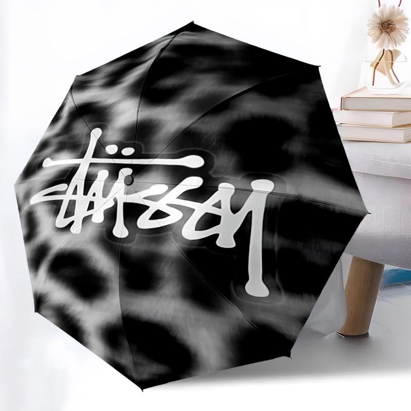 1PC Stussy Leopard Automatic Open/Close, 8-Rib Durable Frame Compact Travel Umbrella for Men & Women S1222066