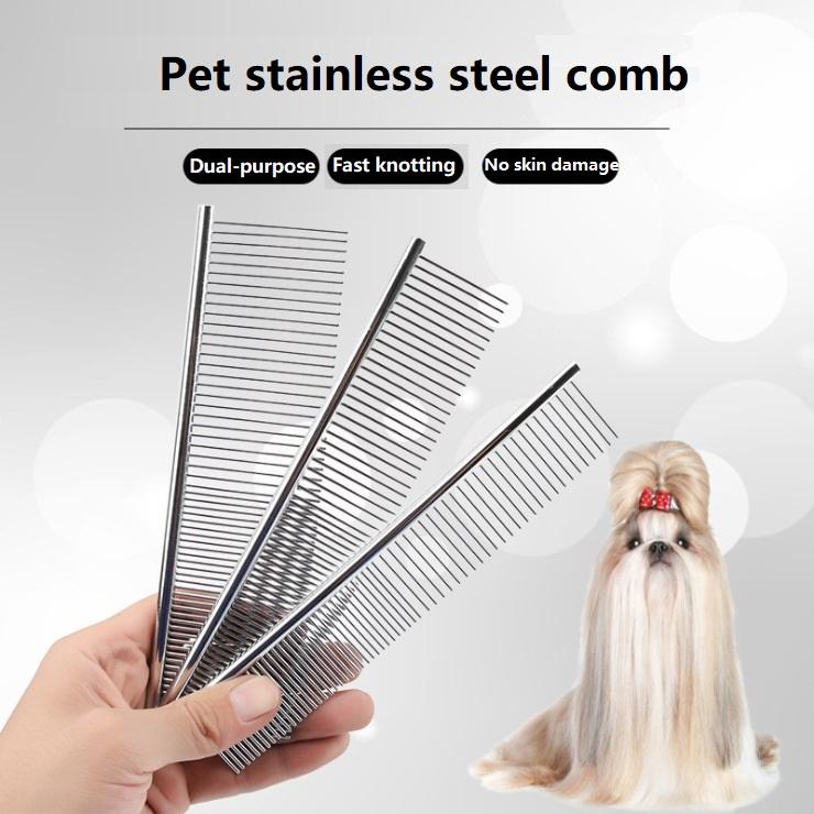 19/16cm Stainless Steel Dematting Comb for Long Thick Hair Pet Grooming Brush for Dogs and Cats To Remove Fur Ideal for Shaggy