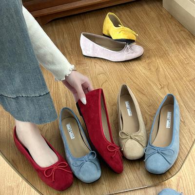 Frühling Runde Zehenpartie Damen Ballerinas Flache Slipper Damen Freizeitschuhe Weiche Sohle Kleiderschuhe