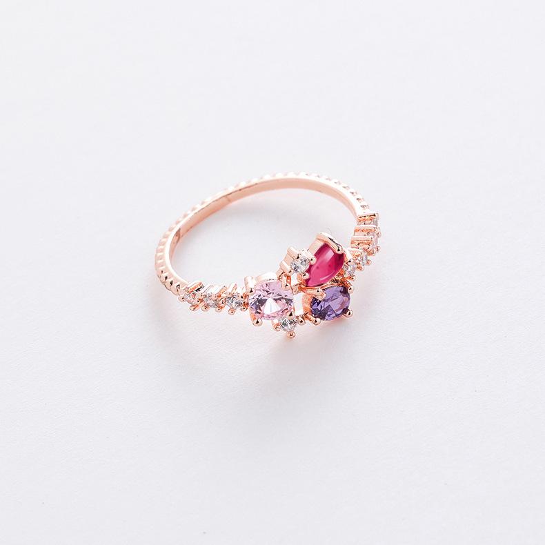 A variety of micro-set crystal zircon ring sweet and elegant ring popular jewelry