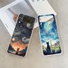 Oil Painting Black Cat Starry Sky Phone Case for Samsung Galaxy Z Flip 7 Flip 6 5 4 3 5G Folding Cover for Z Flip7 Flip5 Fundas