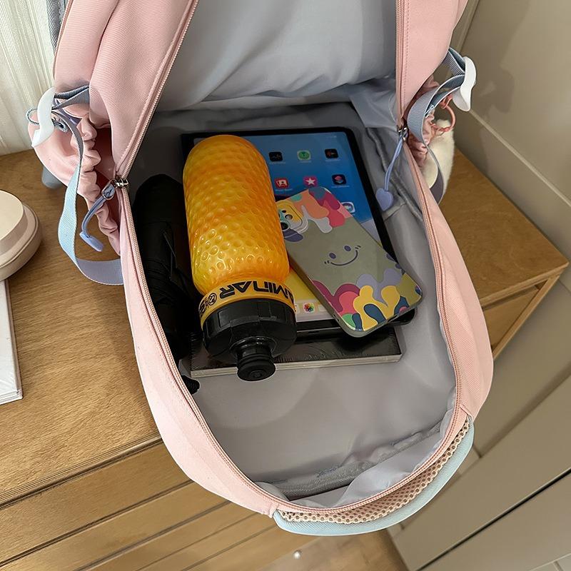 New High-value, Fresh and Sweet College Contrasting Color Splicing Backpack, Lightweight Backpack for Junior High School Students