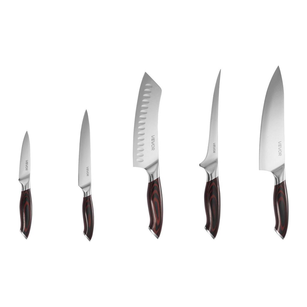 Kitchen Knife Set, 5 Piece High Carbon Stainless Steel Sharp Knife Set, Durable and Rust-Resistant, Professional Kitchen Cutlery with Ergonomic