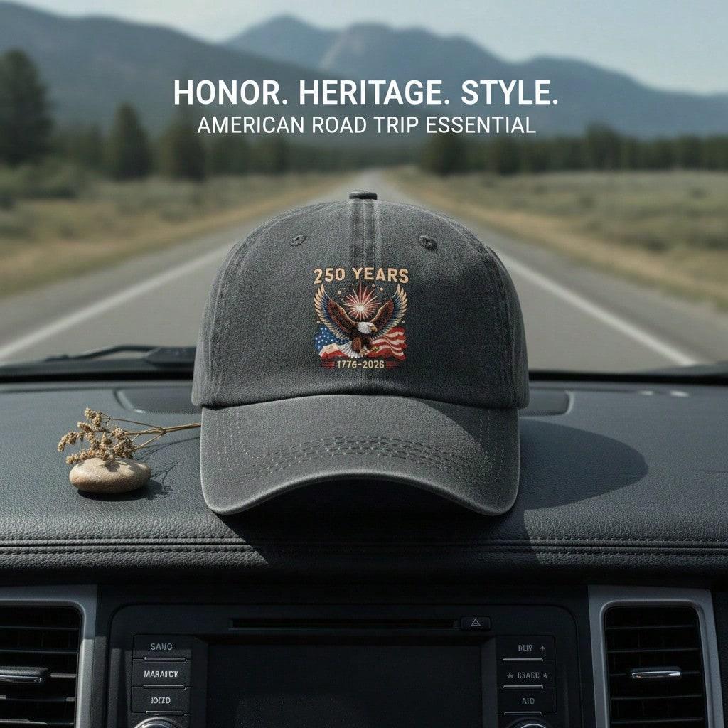 Patriotic Baseball Cap 2026 Unisex "250 YEARS" Eagle Flag Print Polyester Adjustable Sun Hat Breathable Lightweight Casual Outdoor Sports Patriotic