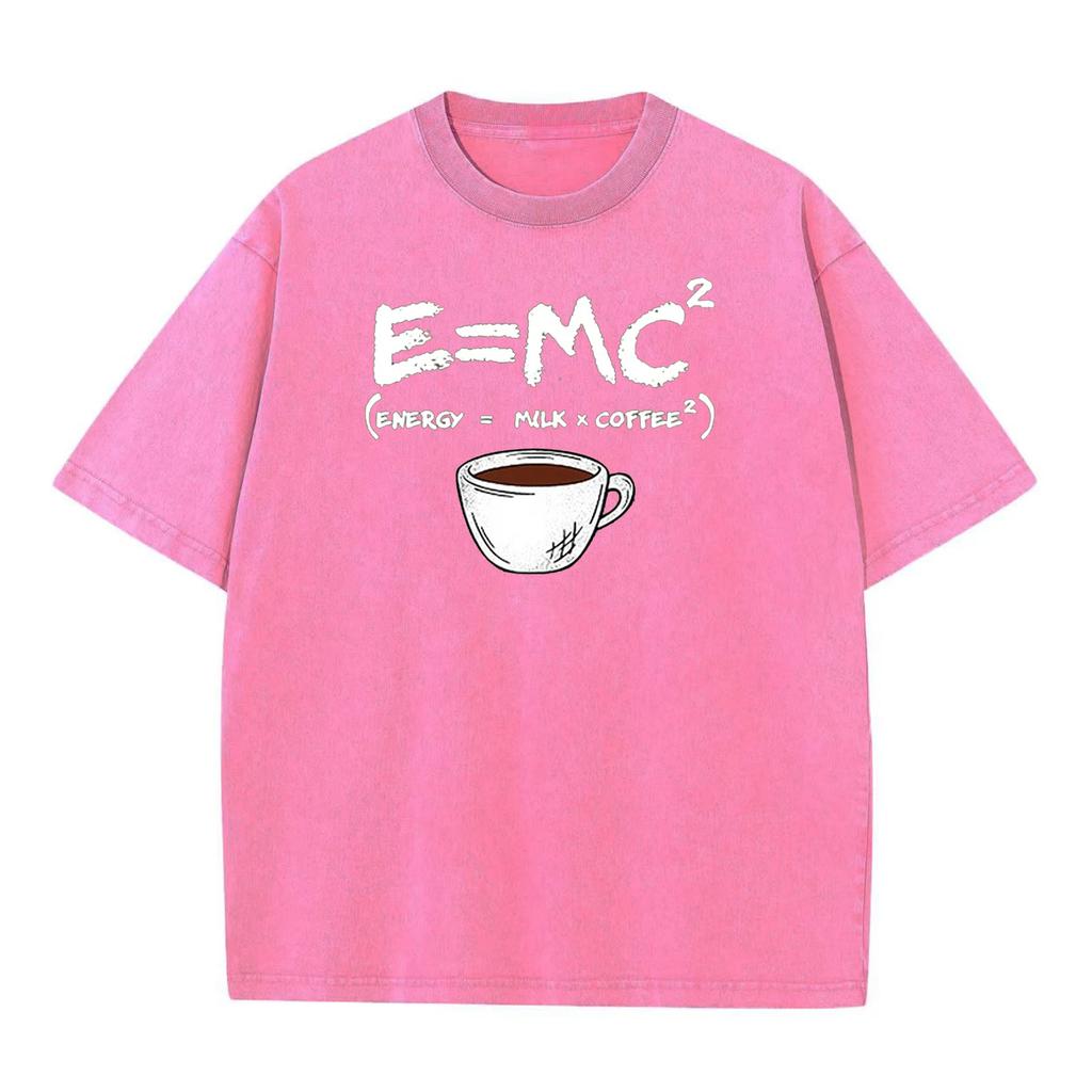 Funny Graphic T-Shirt for Men Energy Milk Coffee Print Cotton Oversized Casual Short Sleeve T-Shirt for Summer Daily