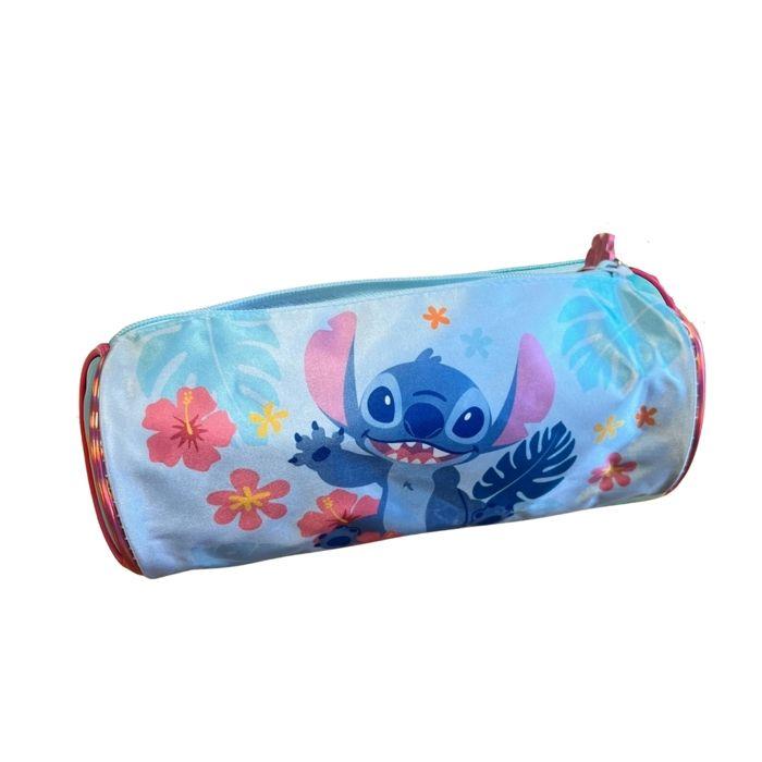 

Дитячий пенал Stitch Циліндричної форми 23 см Великої місткості Синьо-рожевий Ідеальний для школи та офісу