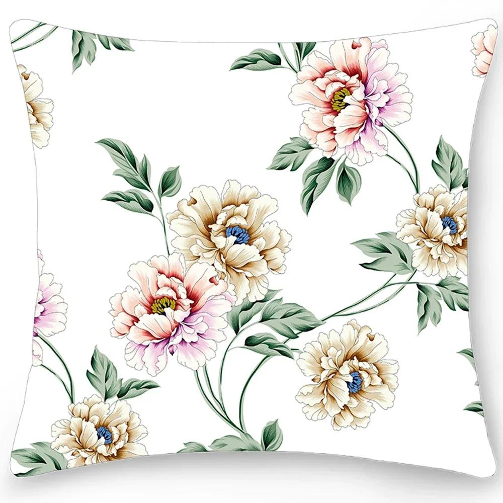 Home Pillowcase Car Sofa Cushion Cover Decor Luxurious Big Flower Printed Double Sided