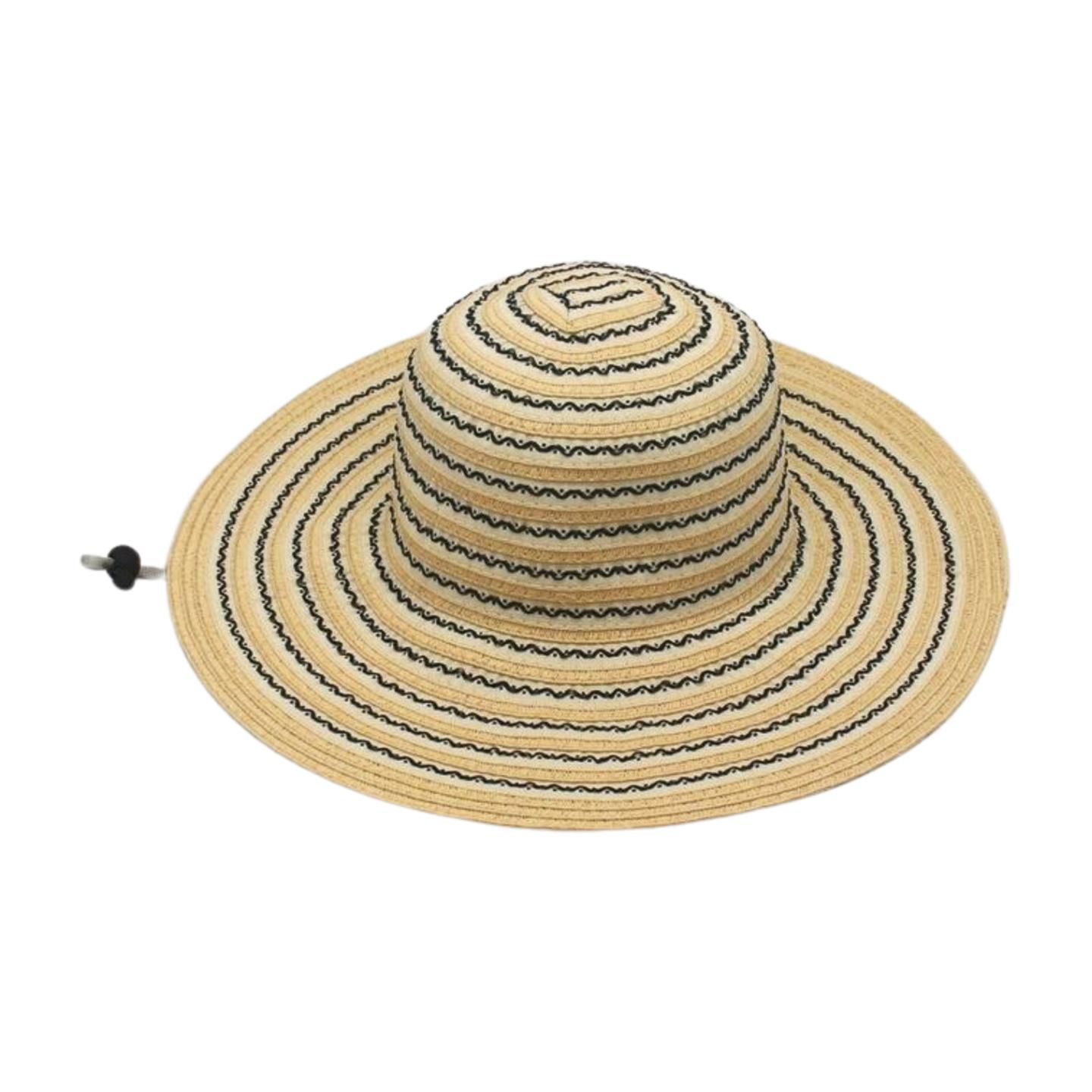Fresh Pinstripe Foldable Sunscreen Brim Hat Sun Hat, Ladies Hat Summer Sun Hat one size [sun hat]