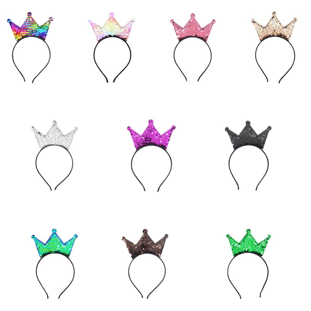 Sparkling Sequins Crown Hairband For Girl Birthday Party Glittering Headwear Toddler Birthday Party Hair Accessory