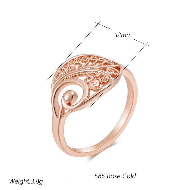 Fashion Glossy  Rose Gold Color Bridal Wedding Ring Ethnic Jewelry Unusual Hollow Flower Daily Ring For Women