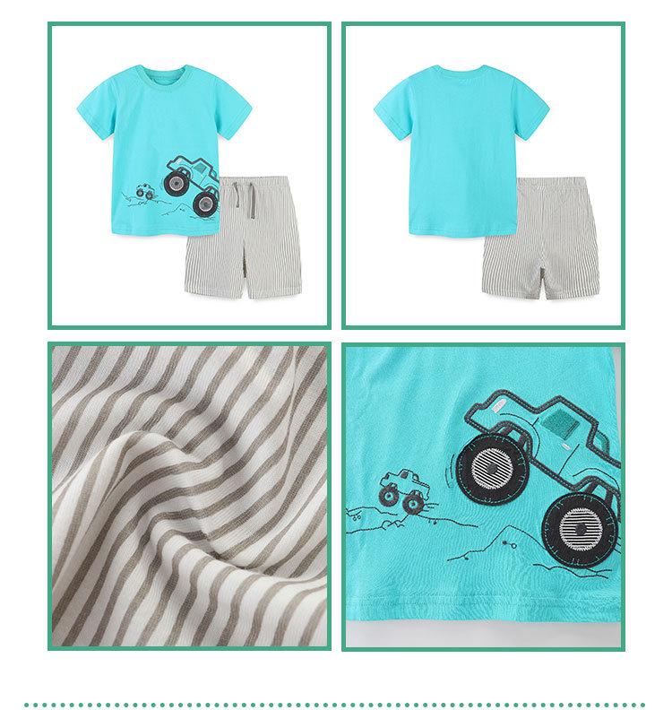 Summer Boys' European & American Style Short-Sleeve T-Shirt & Knitted Cotton Shorts Two-Piece Set