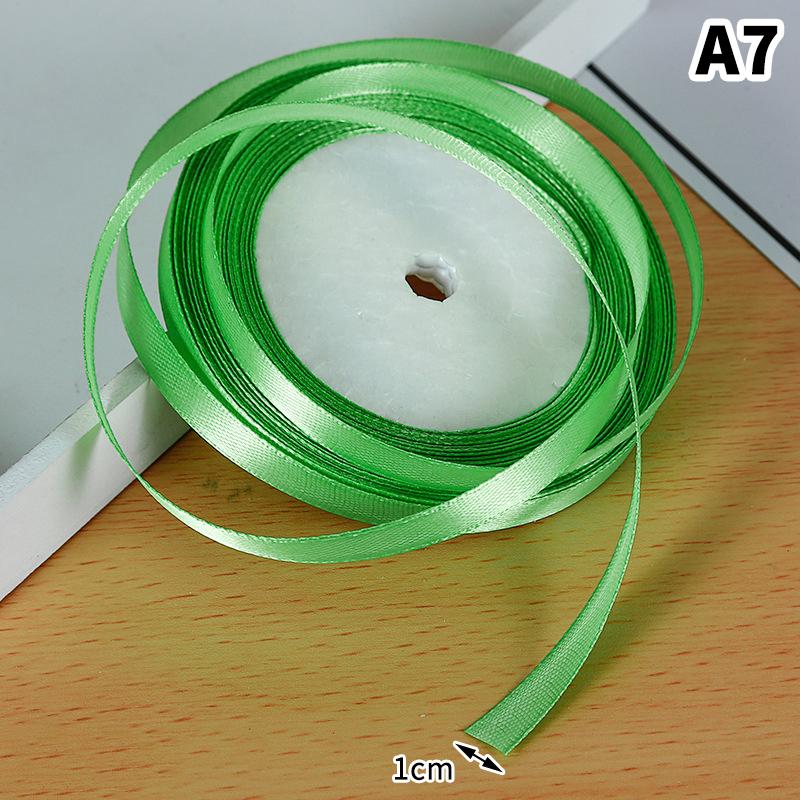 1Cm (25 Yards/Roll) Satin Flat Ribbon Roll Gift Flower Bouquet Packaging Wedding Birthday Ribbon Making Diy
