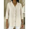 2026 Ladies Casual Imitation Denim V-Neck Ruffle Shirt