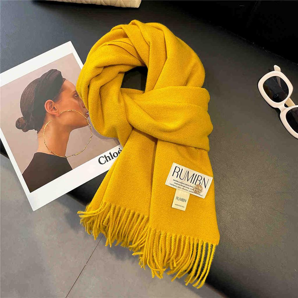 Earthy Color Basic Solid Color Tassel Large Scarf, Temperament, Thickened Warm Shawl, Soft Glutinous Neck