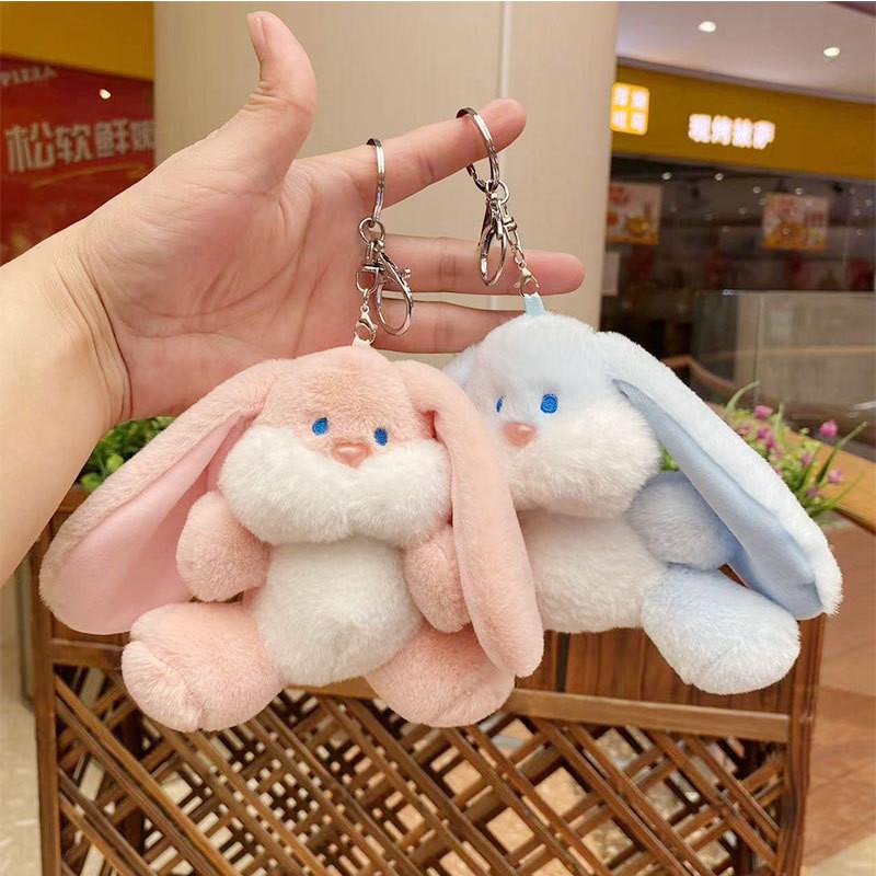 Plush Sweet Rabbit Keychain Colorful Cartoon Animal Stuffed Toy For Backpacks