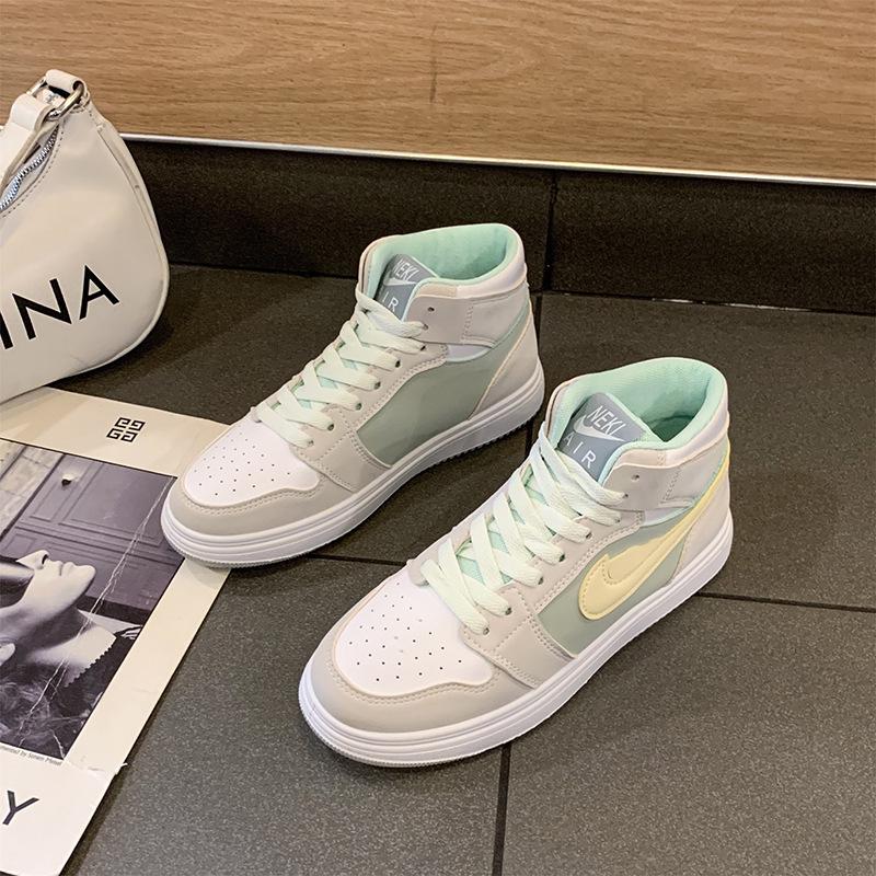 2024 Autumn Women's High-Top Canvas Fashion Shoes - Air Force 1 Style, Casual White Sneakers