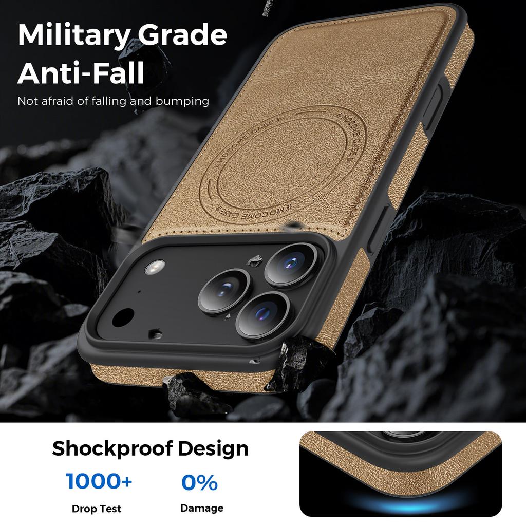 For iPhone 17 Pro Max Case Compatible with MagSafe Leather Back Phone Cover