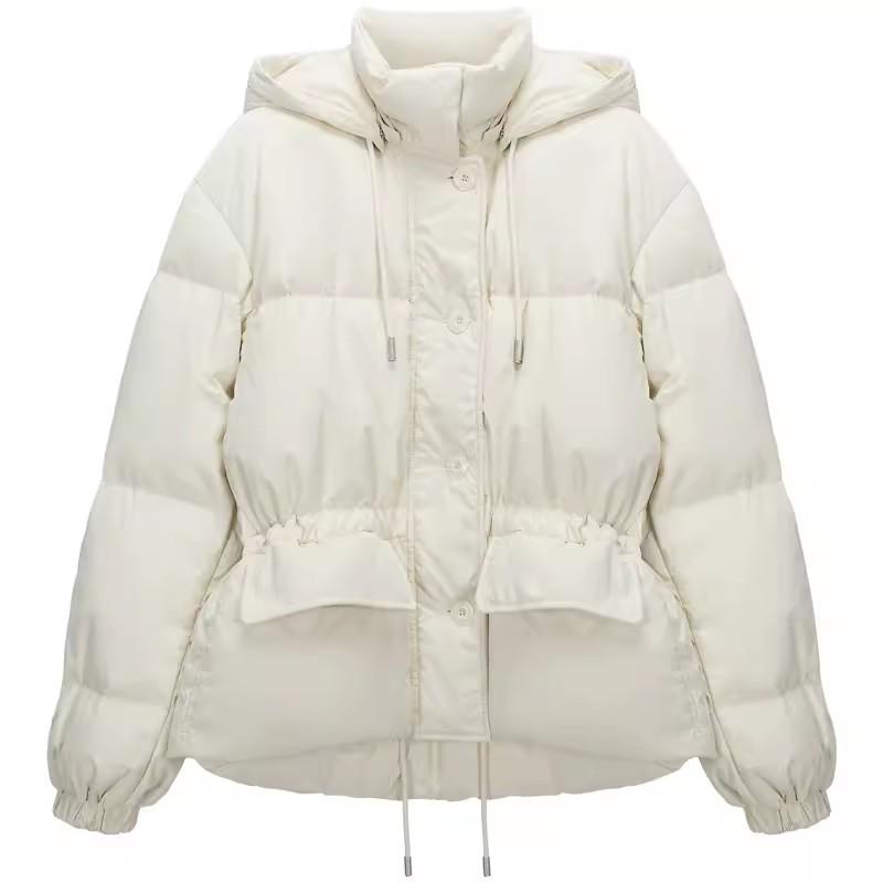 Fashion sweet drawstring down jacket women's short winter new hooded waist thin small warm jacket