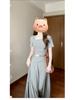2026 Graues Petite Französisches High-End Langes Sommerkleid für Damen