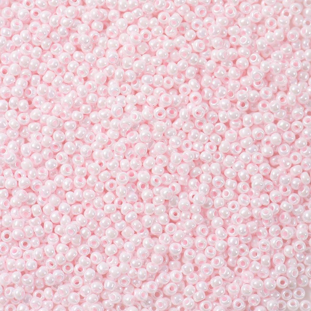Thousand Color Glass Seed Beads 2/3mm - Solid Enamelled Round Beads for DIY Crafts, Handmade Uniform Cream String Beads.