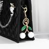 Sparkling 3D Cherry Charm Keychain Accessory Fashionable Fruit Shape Key Rings Portable Bag Decoration for Women