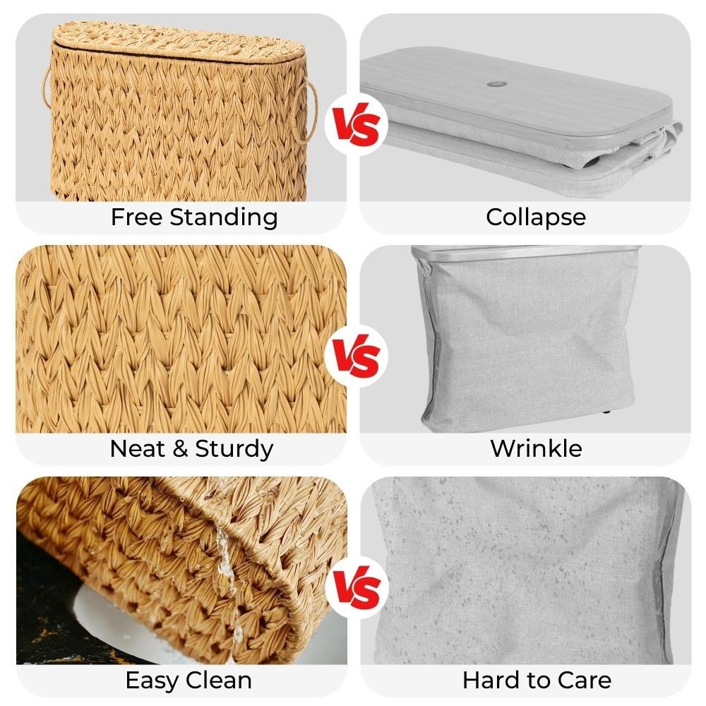 Water Hyacinth Toilet Paper Storage Baskets Large Capacity Wicker Woven Wicker Baskets Household with Lids
