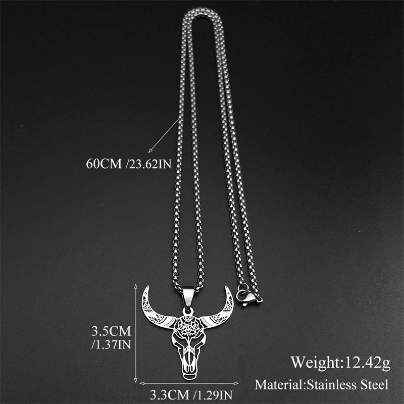 Holle Stier Halskettingen Voor Vrouwen Mannen Roestvrij Staal Goud Zilver Kleur Boheemse Dier Hoofd Mannelijke Ketting Sieraden Cadeaus