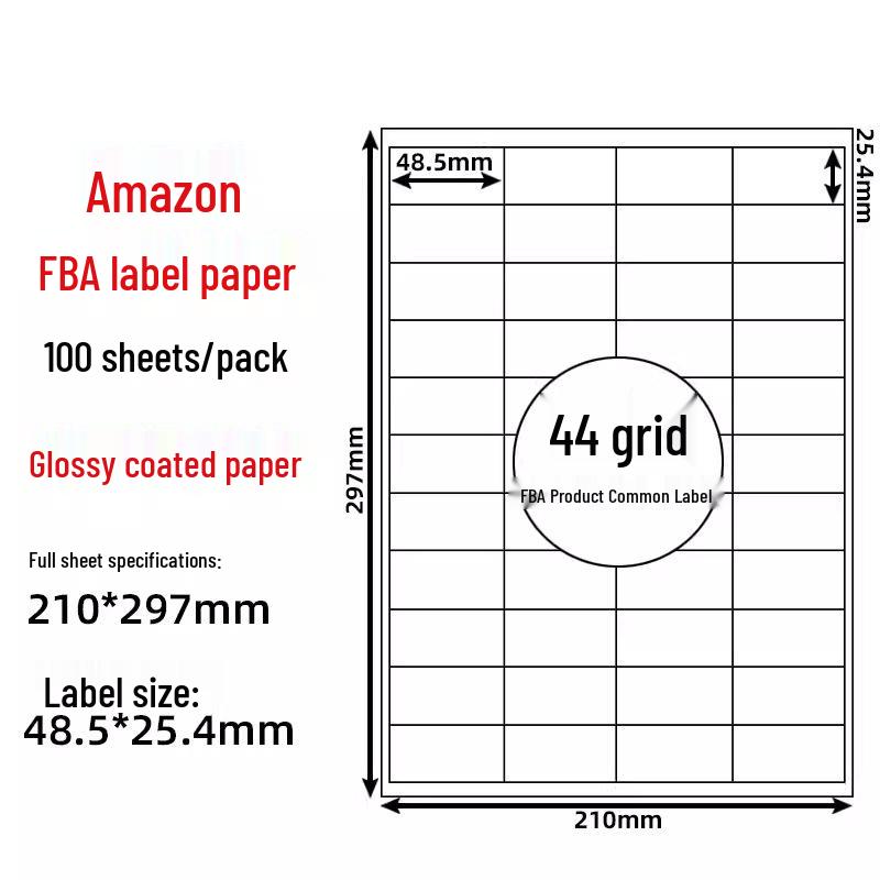 A4 Sticker Printing Paper with Pre-Cut Adhesive Labels, 100 Sheets/Pack