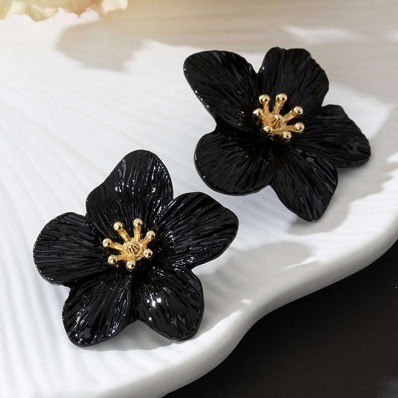 New Exquisite Design Green Color Double-Layer Petals Stud Earrings for Women Stylish  Personalization Charm Party Jewelry Gift