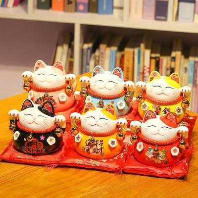Japanese Lucky Cat Figurine Housewarming Gift Piggy Bank - Fortune Cat for Home or Living Room Decor