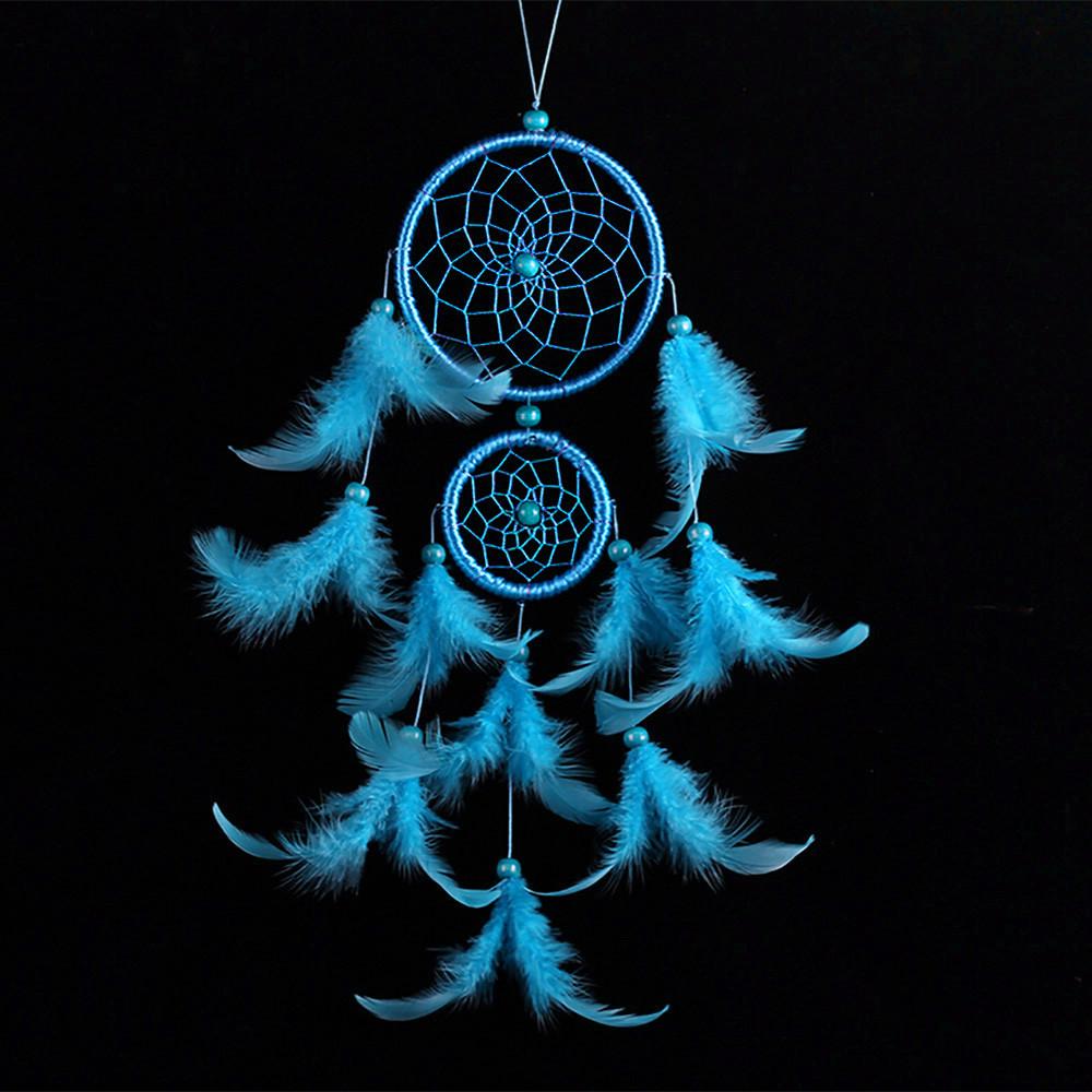 

Кружево ручной работы из перьев из бисера, подвесное украшение, подарок синий