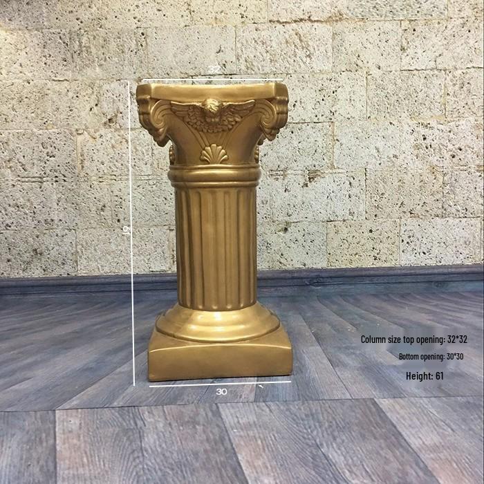 Wedding Gold Roman Column Flower Stand – European Stripe Trophy Fiberglass Décor