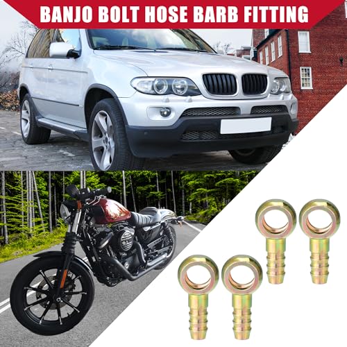Hihaha Ball Head Oil Pipe Fittings/Fuel Pipe Joint Adapter for Car Motorcycle / 14mm Inner Diameter 12mm Outer Diameter/Bronze Color, Set of 4