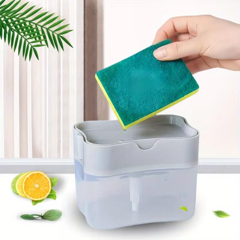 Dishwashing Liquid Press Box Automatic Dish Soap Dispenser Soap Box Sponge Wipe Cleaning Box Kitchen Magic Liquid Box