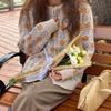 Women's Y2K Thick Flowers Cardigan Knit Sweater Knitwear Winter Shirts Pullovers Korean Style Clothes Outer For Women 2024