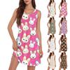 Casual, modieuze, ademende tankjurk met print, zakken en split aan de zoom voor dames.