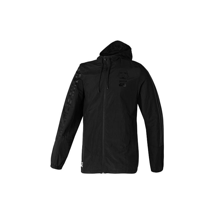 adidas neo M Sw Wb logo Printing Cozy Casual Sports Hooded Jacket Black Men s DW8167 XS