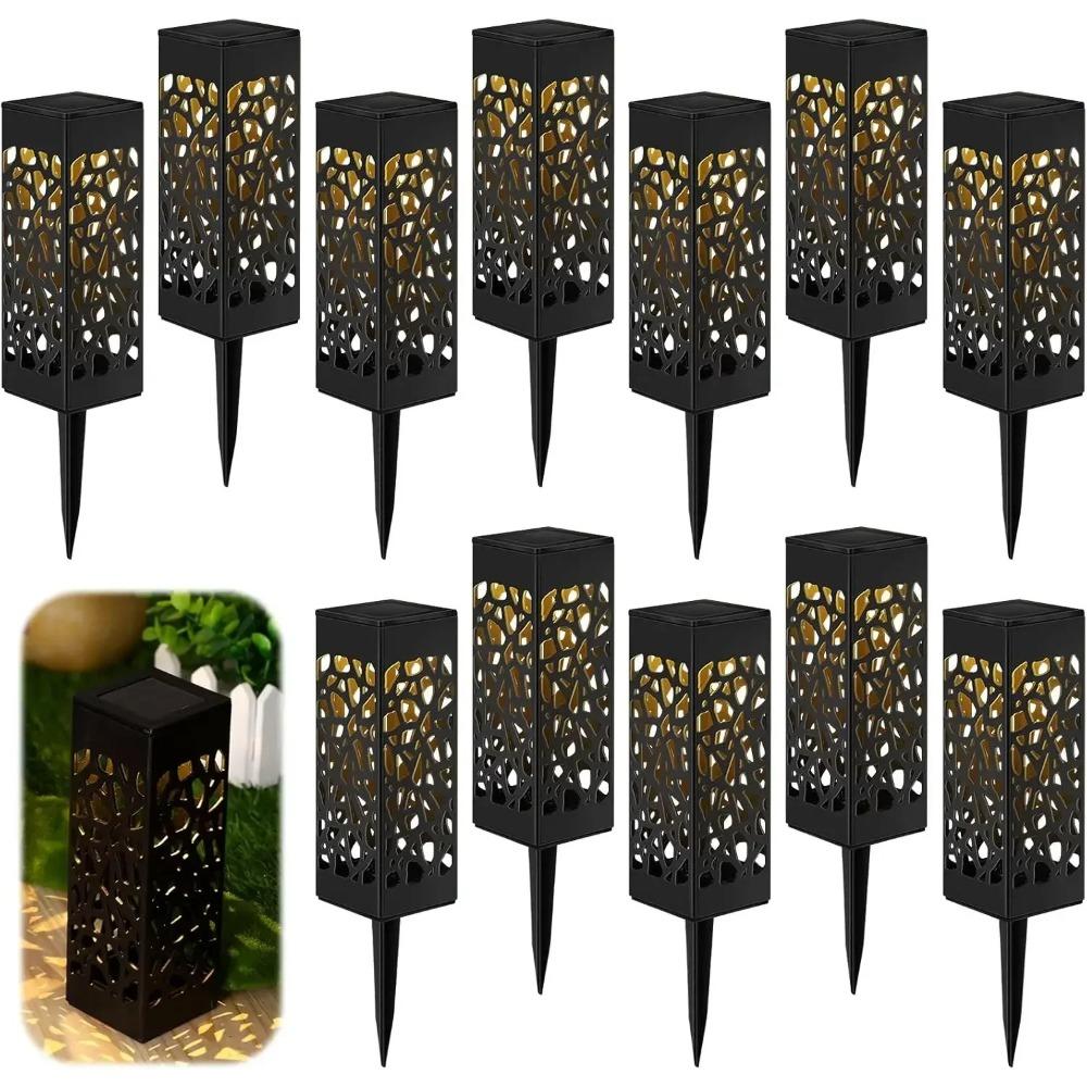 Solar Powered LED Pathway Lights Waterproof Lawn Lamps with Elegant Hollow Patterns for Garden Walkway Landscape Lighting