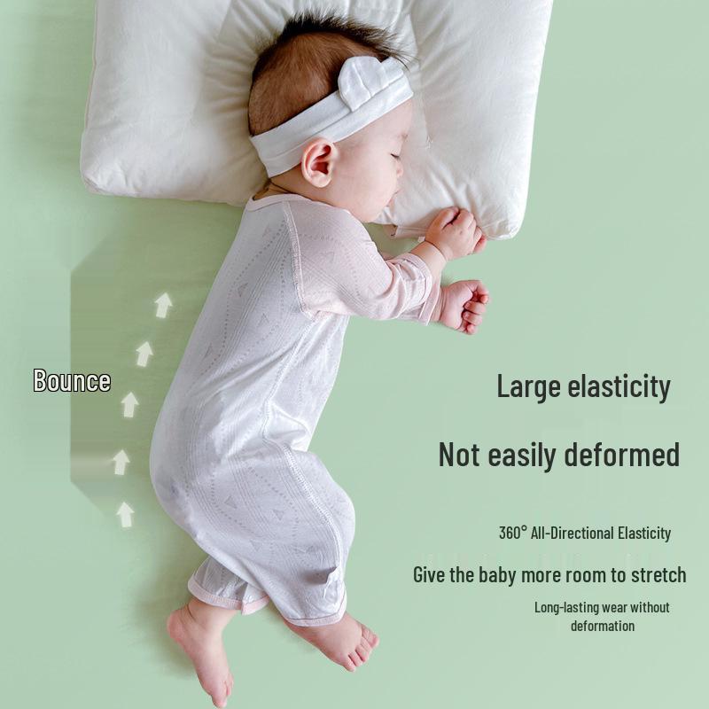 Ultra-Thin Ice Silk Mugwort Baby Onesie - Long Sleeve Summer Romper