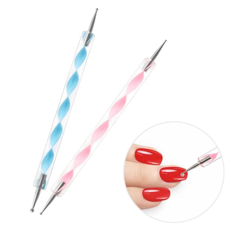 5Pcs 2 Way Nail Art Dotting Pen Dot Paint Marbleizing Manicure Painting Kit Polish Crystal Nail Art Tool Set Girls