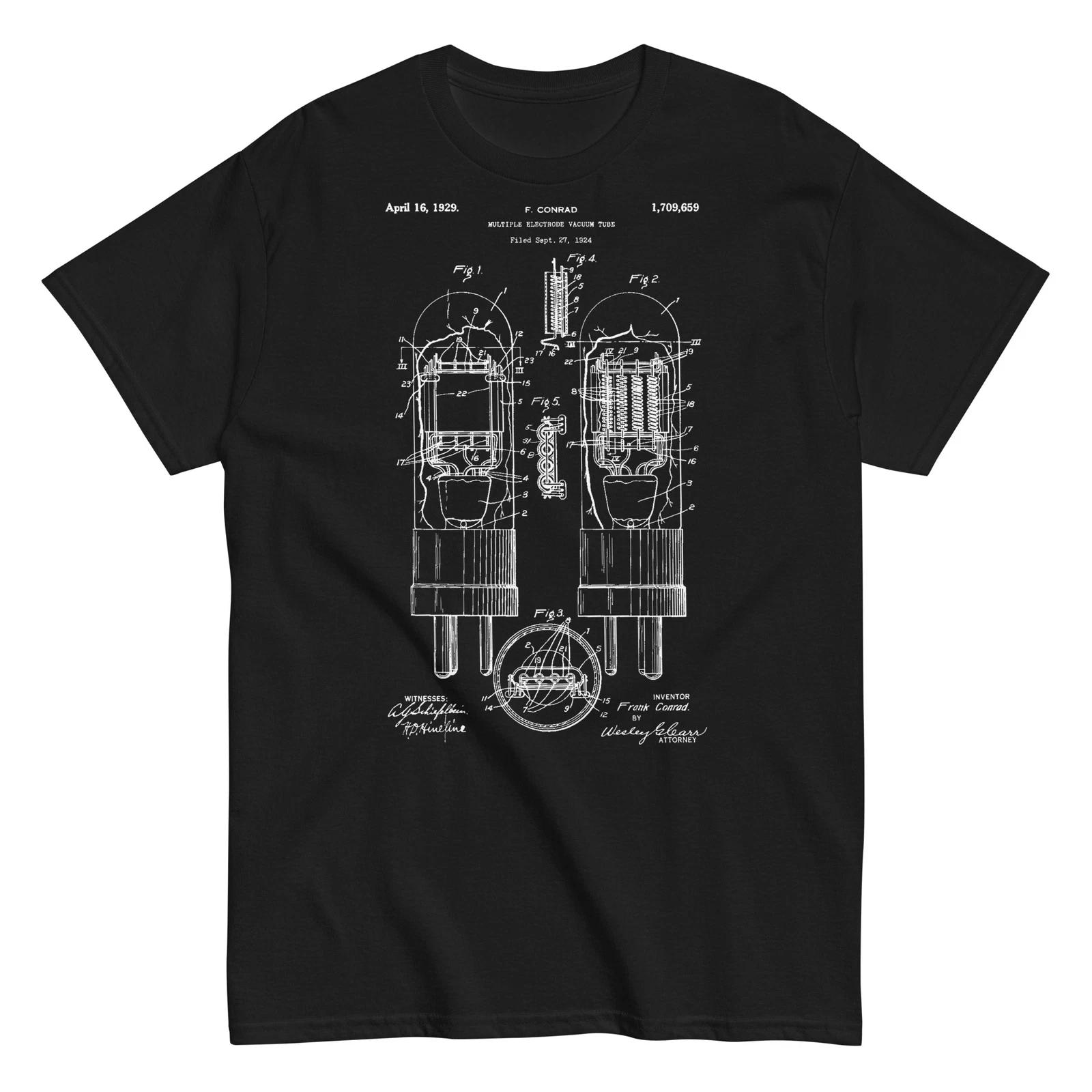 1929 Vacuum Tube Patent Shirt Vintage Electronics Blueprint Tee, Unisex 4XL