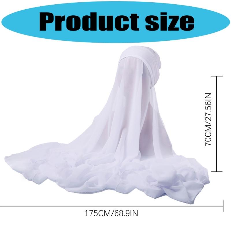 Elegant Draping Chiffon Scarf For Women Head Scarf Wrap With Natural Fall Enhances Style In Prom And Casual Event