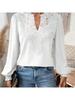 2026 Autumn Women's Clothing New Sexy V-neck Fashionable Lace Patchwork Solid Color Shirt Long Sleeved Shirt Women's Clothing
