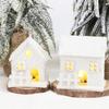 Glowing Wooden House For Christmas Desktop Decorations - House With LED Lights, Winter Ornaments, Christmas Figurines For Home Desktop Decoration