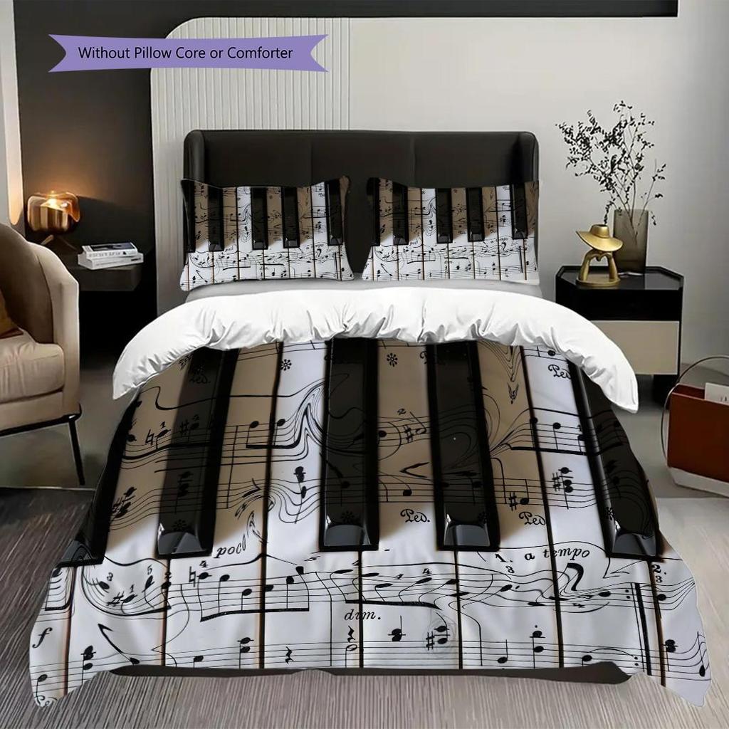 1PC Music, guitar Theme Bedding Quilt Set Quilt Cover Pillowcase Home Decoration Birthday Gift (1 * duvet cover + 2 * pillowcase, without core)