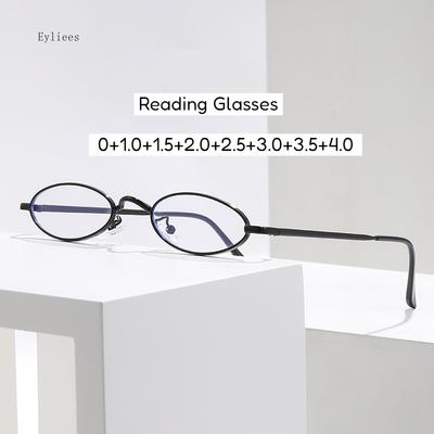 Retro Small Oval Anti-Blue Light Computer Reading Glasses Metal Frame Hyperopia Eyeglasses For Women Female Man Male