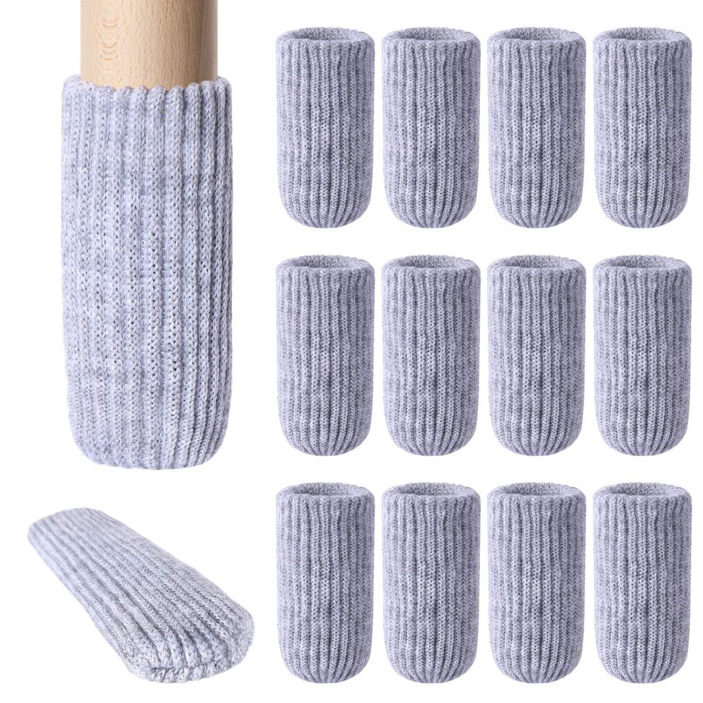Furniture Leg Socks - Coffee Knitted Furniture Socks, Double Thickness Chair Leg Floor Protectors, High Elastic Chair Leg Covers Furniture Caps Set