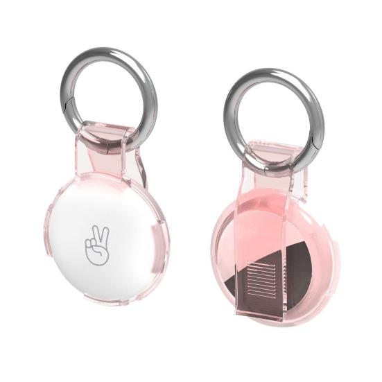 2 Peças Capa Protetora Transparente para Suporte AirTag Capa Rastreador com Clipe de Cinto Chaveiro Portátil