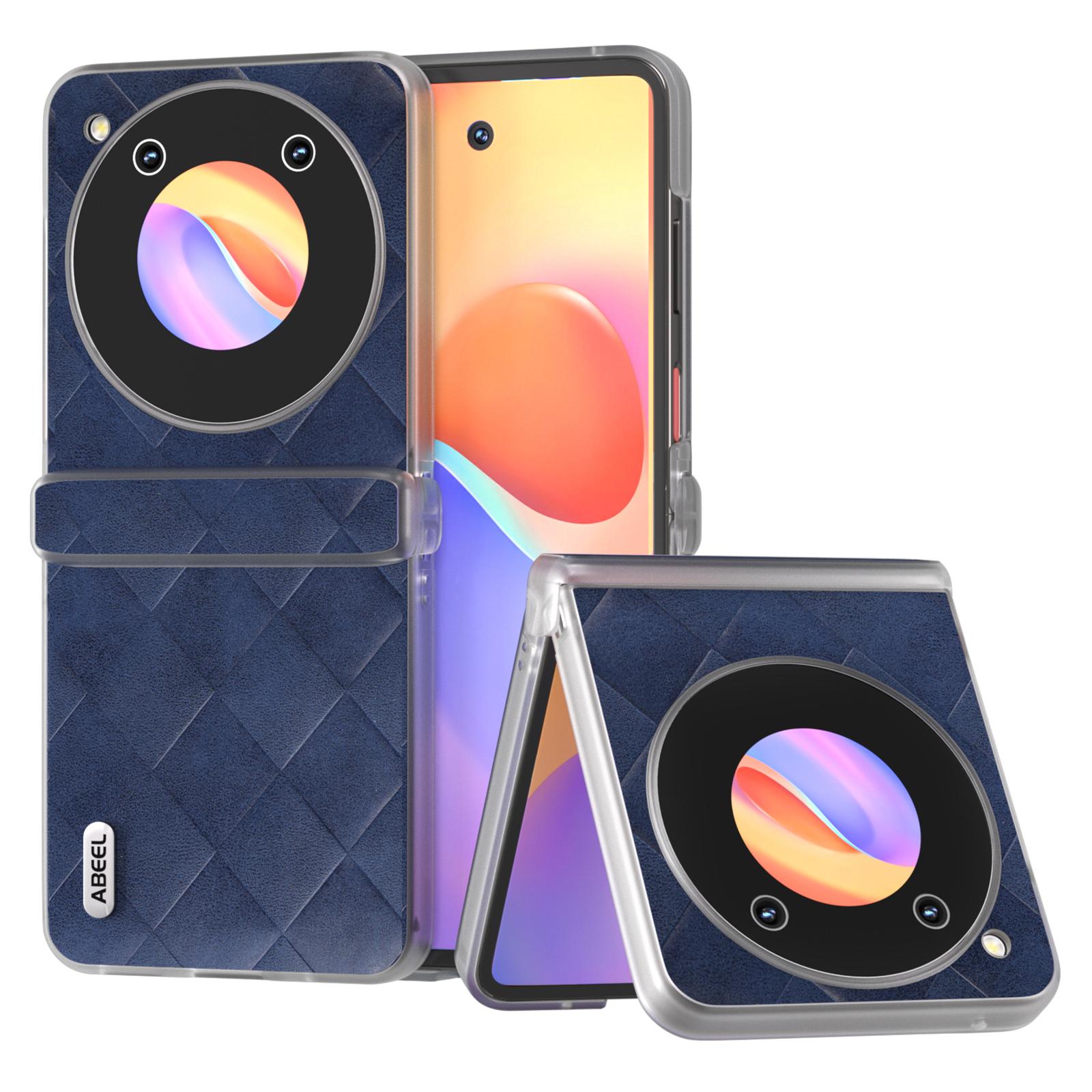

ABEEL For ZTE nubia Flip 5G Case Transparent Matte Edge Leather Coated PC Grid Pattern Phone Cover Blue