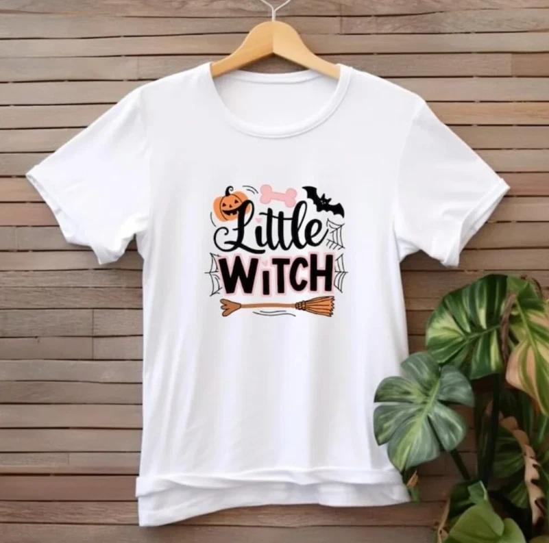 Funny Graphic Halloween Little Witch T-Shirt L